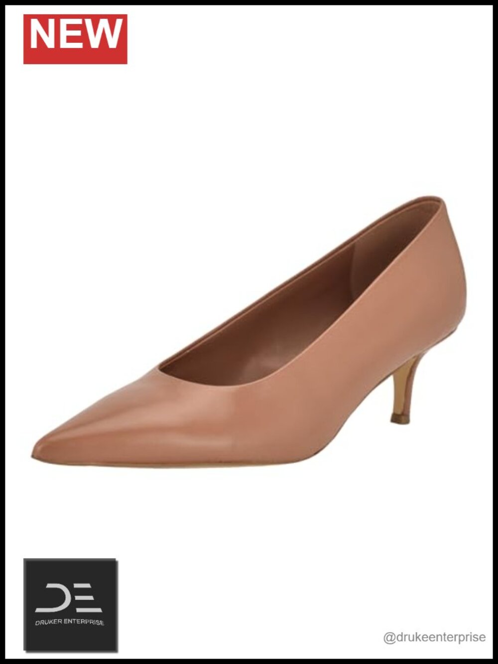 Leather Kitten Heel Pumps Pointed Toe Slip On Evening Shoes